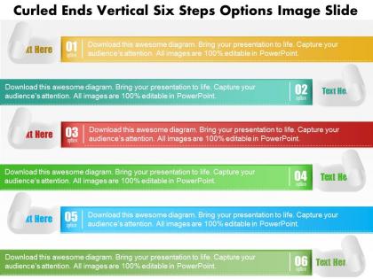 0914 business plan curled ends vertical six steps options image slide powerpoint template