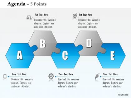 0914 business plan five alphabetic hexagonal shape blocks agenda diagram powerpoint presentation template