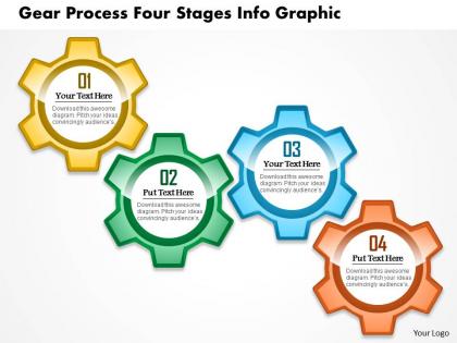 0914 business plan gear process four stages info graphic powerpoint presentation template