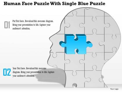 0914 business plan human face puzzle with single blue puzzle powerpoint template