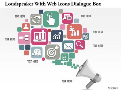 0914 business plan loudspeaker with web icons dialogue box image slide powerpoint template