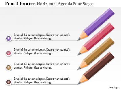 0914 business plan pencil process horizontal agenda four stages powerpoint presentation template