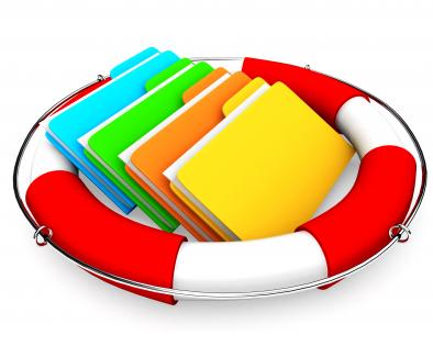 0914 colorful folders in lifesaver for back up files stock photo