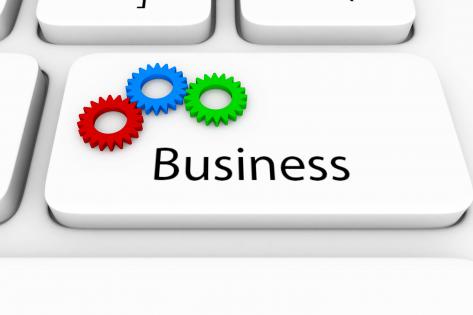 0914 colorful gears on business key for business process stock photo