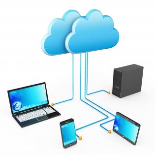 0914 computer devices connected to cloud server stock photo