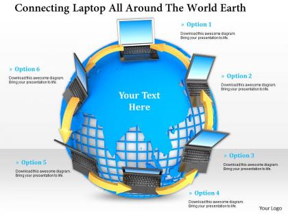 0914 connecting laptop all around the world earth ppt slide image graphics for powerpoint