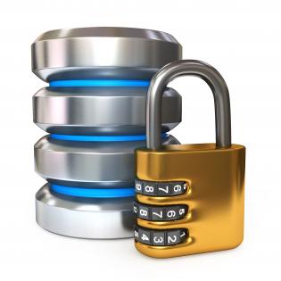 0914 database icon with combination lock for security stock photo