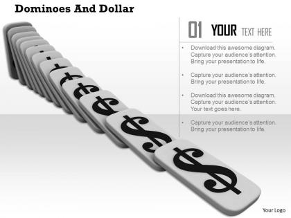 0914 dominoes and dollar symbol falling ppt slide image graphics for powerpoint