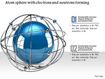 0914 globe ball surrounding electrons neutrons ppt slide image graphics for powerpoint