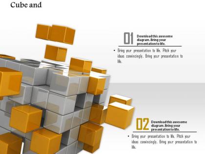 0914 gold grey cubes forming block ppt slide image graphics for powerpoint
