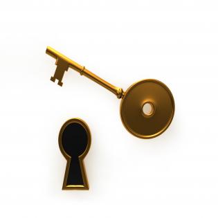 0914 golden key with key hole image business graphic stock photo