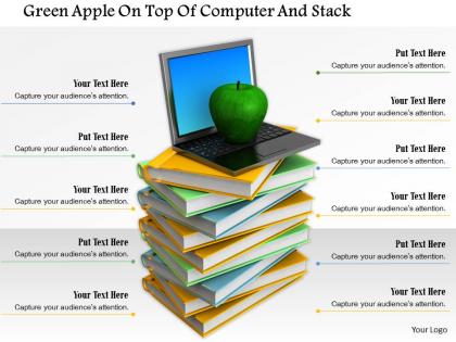 0914 green apple laptop on top of books stack image graphics for powerpoint