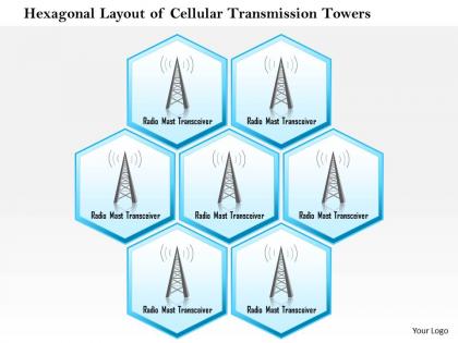 0914 hexagonal layout of cellular transmission towers with radio mast receiver ppt slide