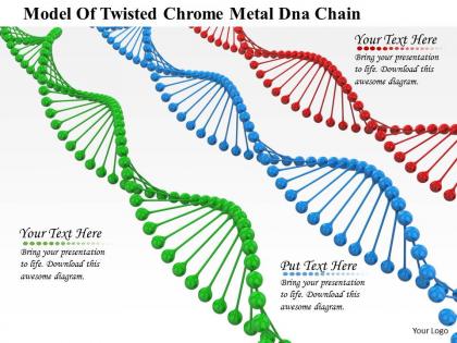 0914 model of twisted chrome metal dna chain ppt slide image graphics for powerpoint