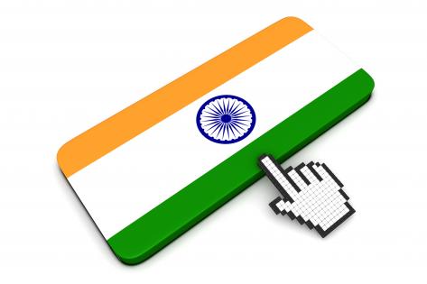0914 mouse cursor hand pointing at indian flag stock photo