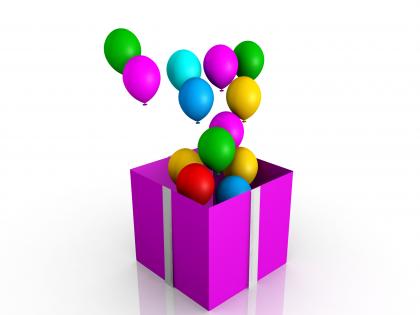 0914 opened gift box with balloons christmas image graphic stock photo