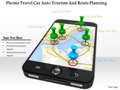 0914 phone travel car auto tourism and route planning ppt slide image graphics for powerpoint