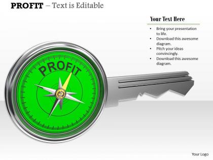 0914 profit key with green compass image graphics for powerpoint