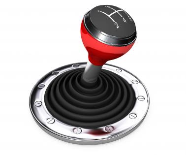 0914 red gear stick of car for speed control stock photo