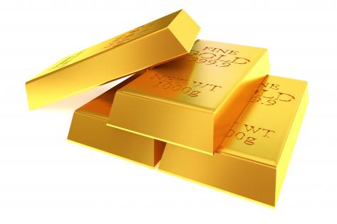 0914 set of gold bricks isolated on white background stock photo