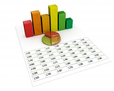 0914 spreadsheet and charts for financial reports stock photo