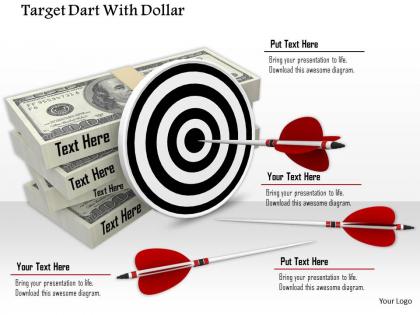 0914 target dart lying over dollar bundle ppt slide image graphics for powerpoint