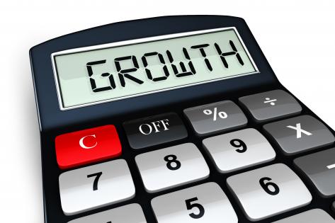 0914 word growth in black color on calculator display stock photo