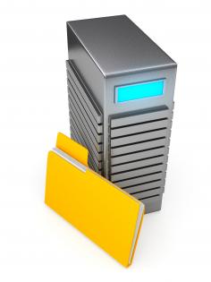 0914 yellow folder with computer server for technology stock photo