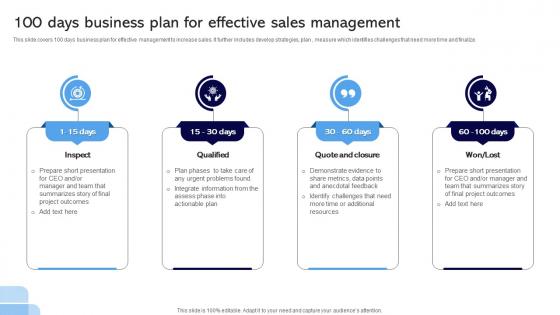 100 Days Business Plan For Effective Sales Management