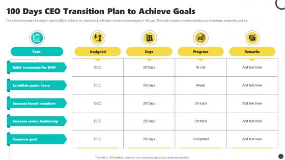 100 Days CEO Transition Plan To Achieve Goals