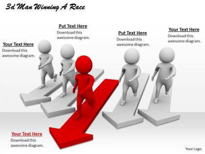 1013 3d man winning a race ppt graphics icons powerpoint