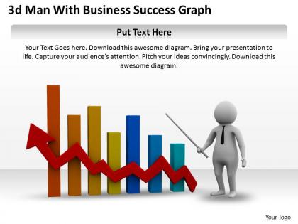 1013 3d man with business success graph ppt graphics icons powerpoint