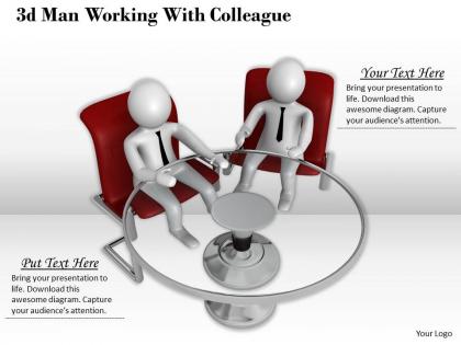 1013 3d man working with colleague ppt graphics icons powerpoint
