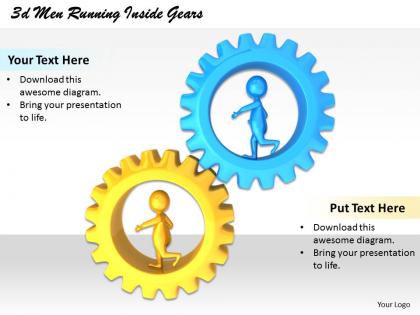 1013 3d men running inside gears ppt graphics icons powerpoint