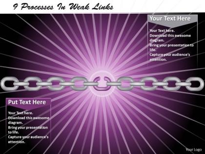 1013 busines ppt diagram 9 processes in weak links powerpoint template