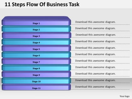1013 business ppt diagram 11 steps flow of business task powerpoint template
