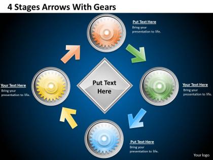 1013 business ppt diagram 4 stages arrows with gears powerpoint template