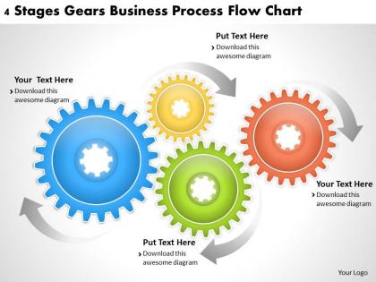 1013 business ppt diagram 4 stages gears business process flow chart powerpoint template