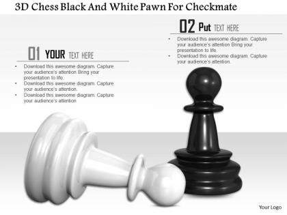 1014 3d chess black and white pawn for checkmate image graphics for powerpoint
