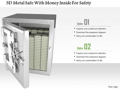1014 3d metal safe with money inside for safety image graphics for powerpoint
