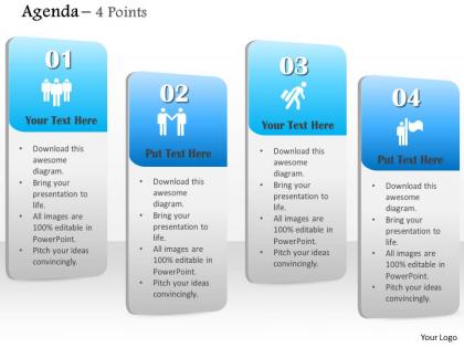 1014 agenda four points vertical textboxes diagram powerpoint template
