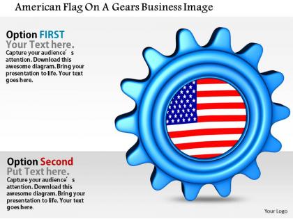 1014 american flag on a gears business image graphics for powerpoint