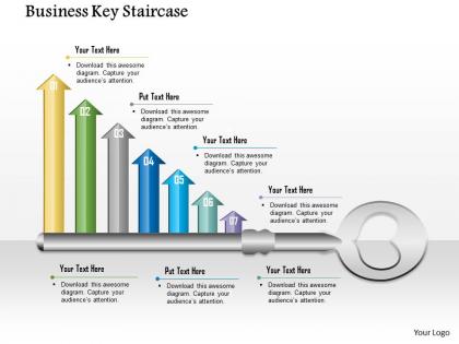 1014 business key with seven arrows staircase powerpoint template