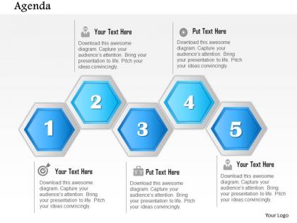 1014 business plan abstract five stages hexagonal diagram powerpoint presentation template