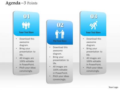 1014 business plan three points agenda vertical text bars powerpoint presentation template