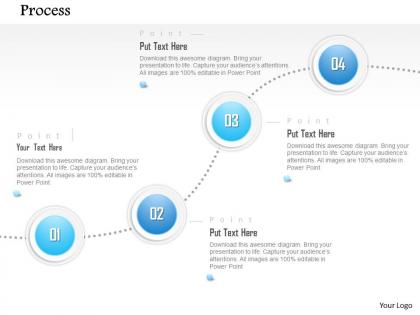 1014 four steps process spheres dotted line diagram powerpoint template
