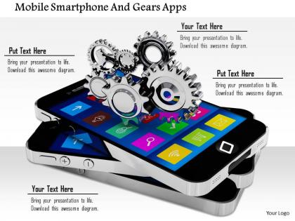 1014 mobile smartphone and gears apps image graphics for powerpoint