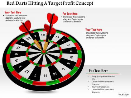 1014 red darts hitting a target profit concept image graphics for powerpoint