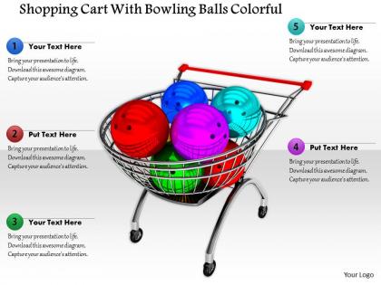 1014 shopping cart with bowling balls colorful image graphics for powerpoint