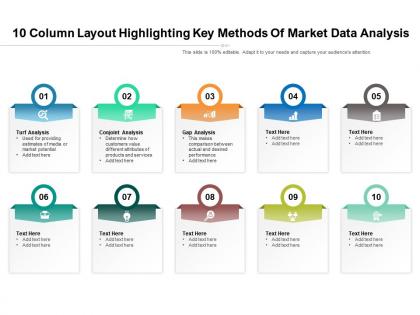 10 column layout highlighting key methods of market data analysis